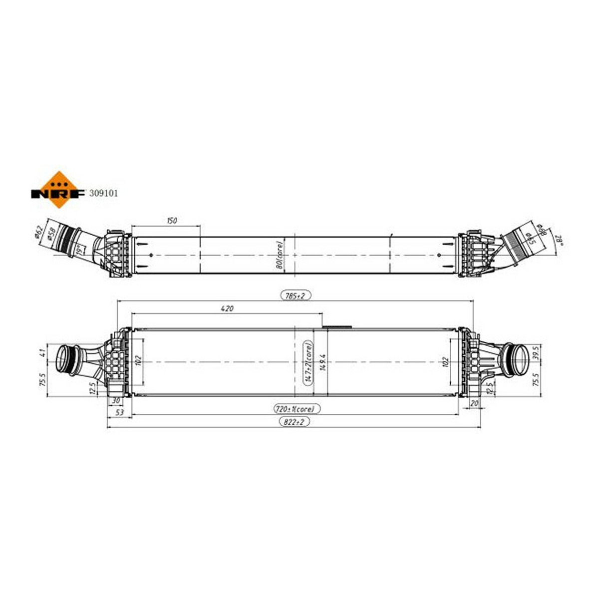 Радіатор інтеркулера Audi A4/A5/A6/A7 2.0/3.0 15- NRF фото 3