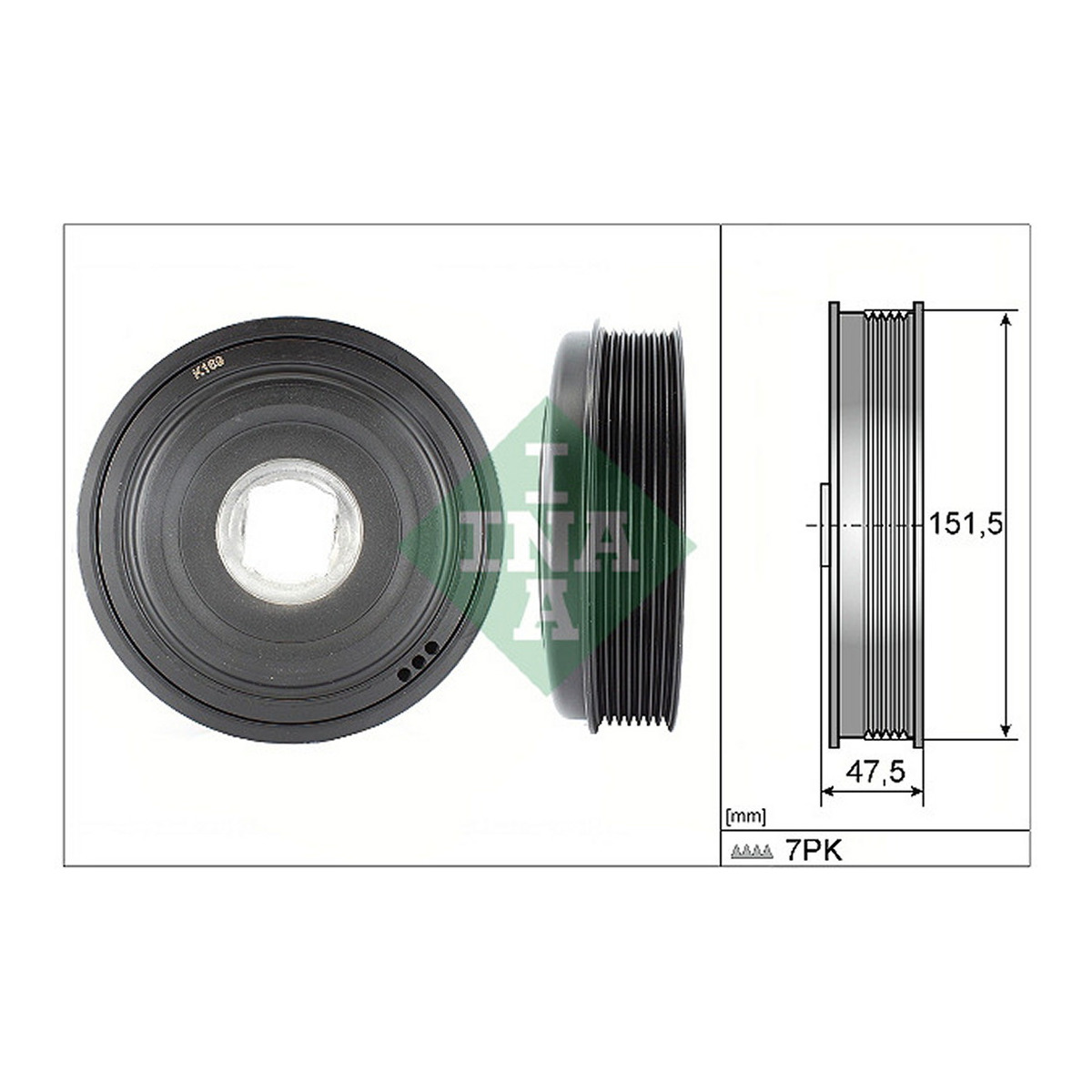 Шків колінвалу Renault Master III 2.3dCi 02/10-, 74-125kw, (7PK), M9T Schaeffler INA фото 2