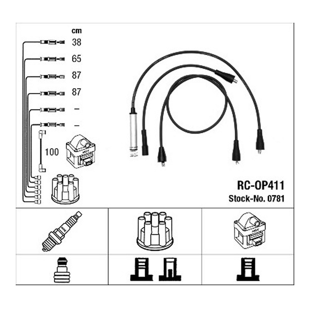 Комплект кабелів високовольтних №0781 OPEL OMEGA A (V87) 2.0 1986.09-1994.05 NGK NGK