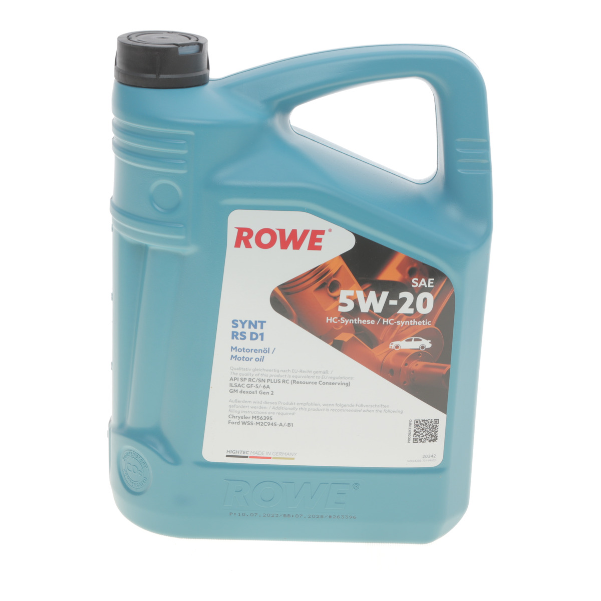 Масло 5W20 HIGHTEC SYNT RS D1 (5L)(WSS-M2C945-A/-B1/960-A1/MS6395/dexos1 Gen 2)(API SP RC/SN PLUS RC