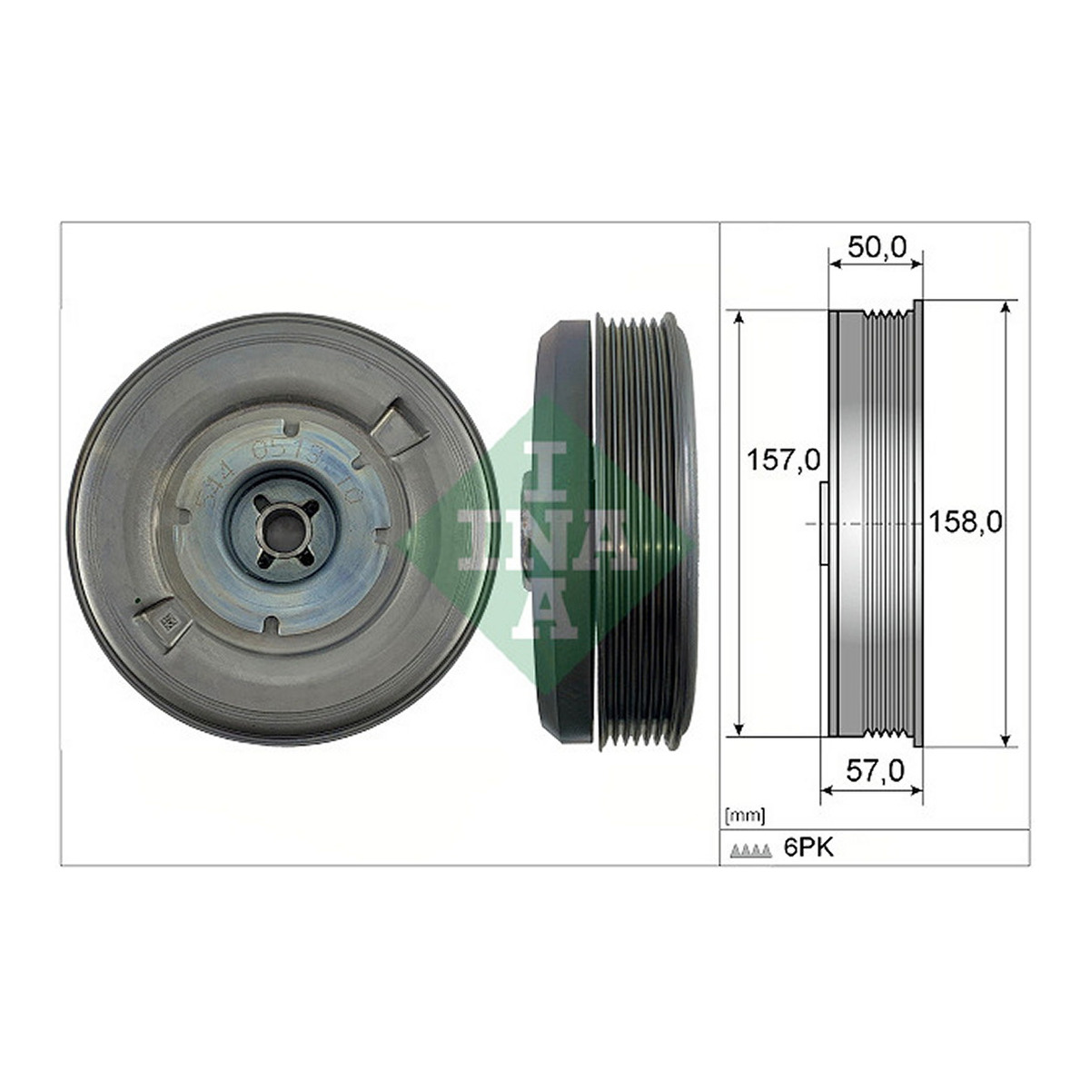 Шків ременя генератора AUDI A4 B9 (8W2, 8WC), 35 TFSI MILD HYBRID 110 KW/18- INA (544 0513 10) Schaeffler INA