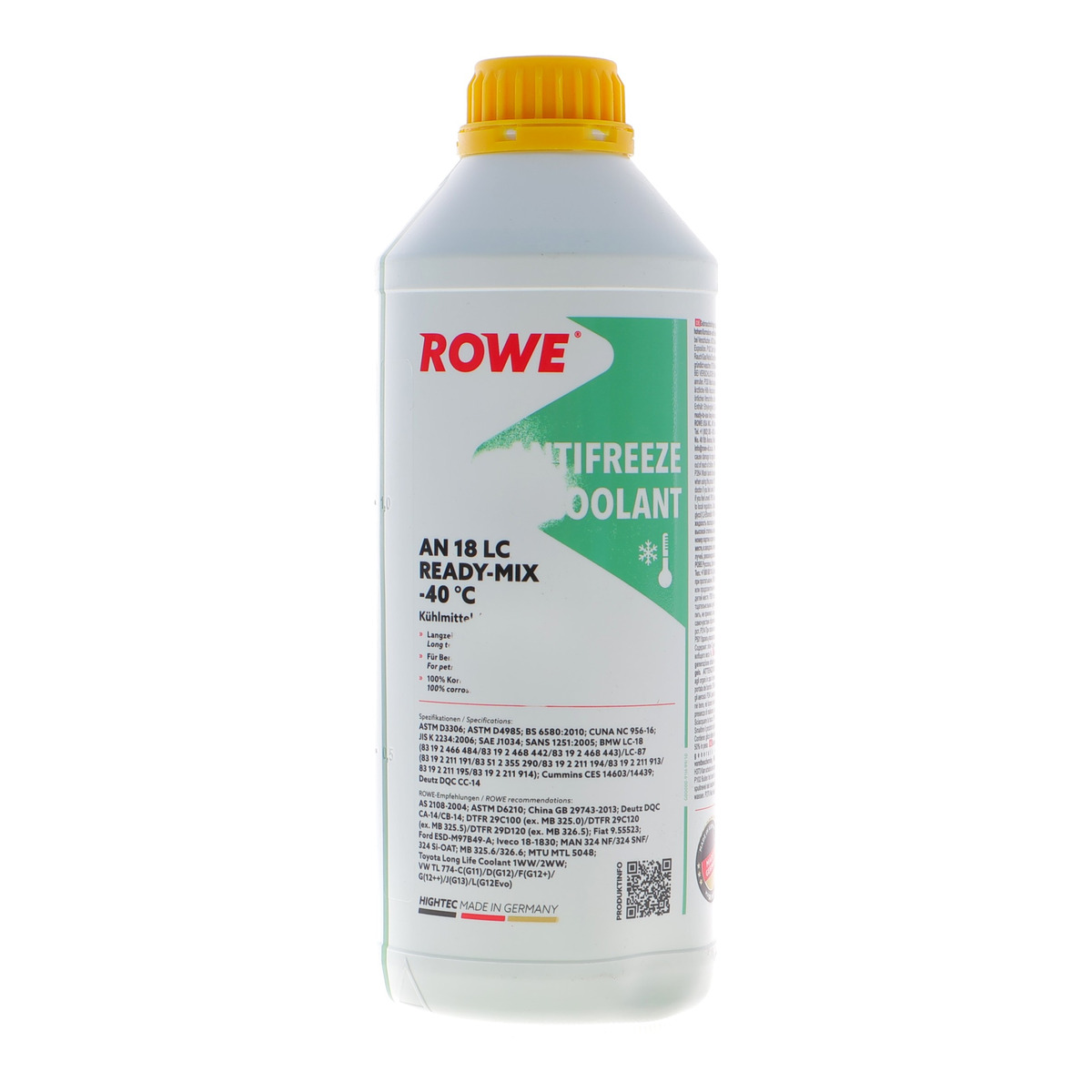 Антифриз (зелений) 1.5L HIGHTEC ANTIFREEZE COOLANT AN 18 LC READY-MIX (-40°C) ROWE