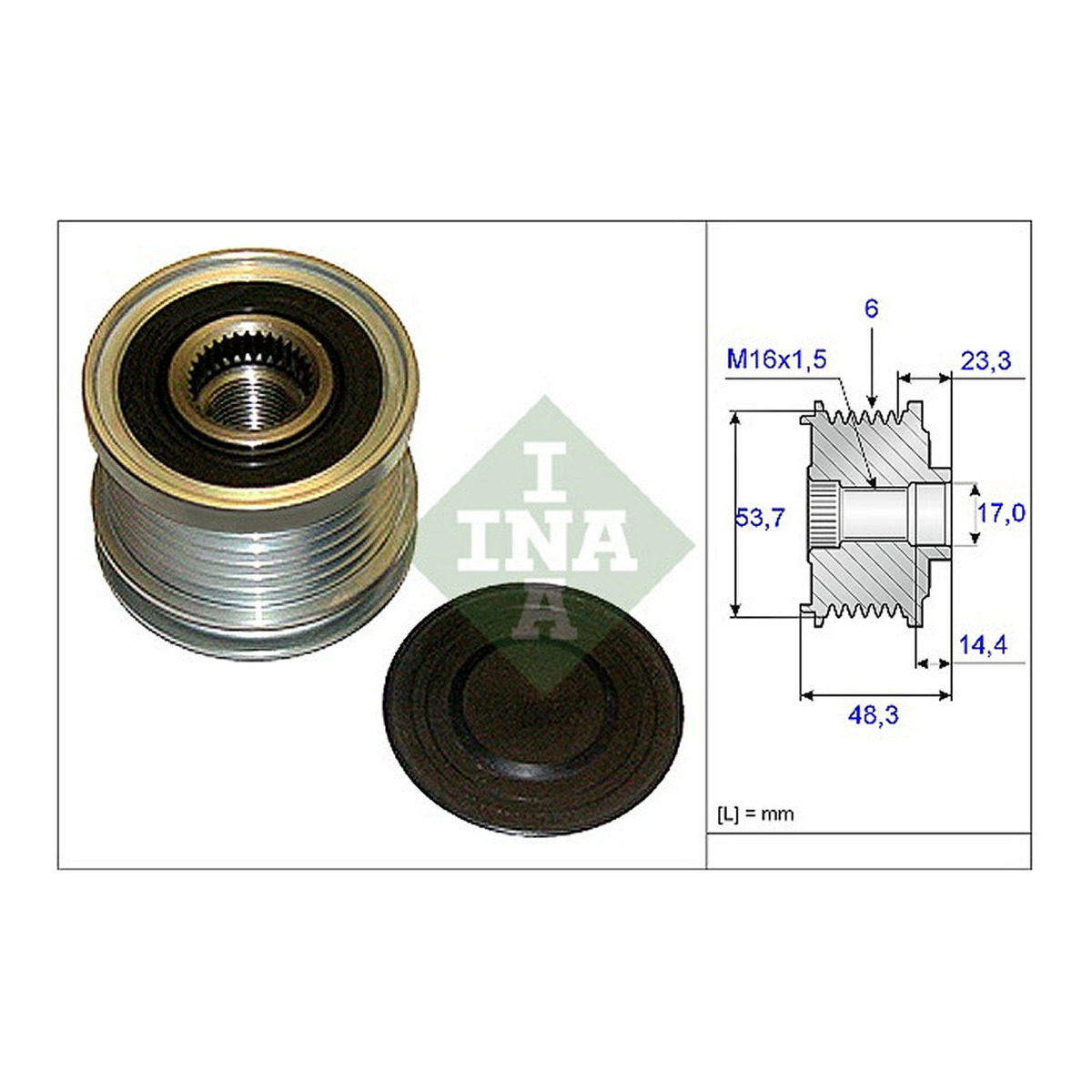 Муфта генератора OPEL INSIGNIA, ASTRA J 2.0D/08- INA (535 0204 10) Schaeffler INA