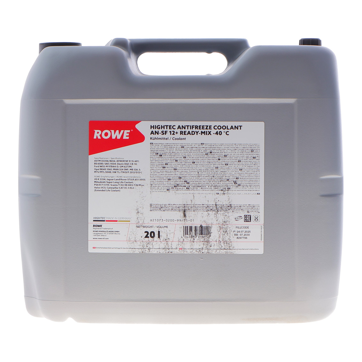 Антифриз (фіолетовий) G12/G12+ (20L) AN-SF 12+ READY-MIX -40°C HIGHTEC ANTIFREEZE ROWE