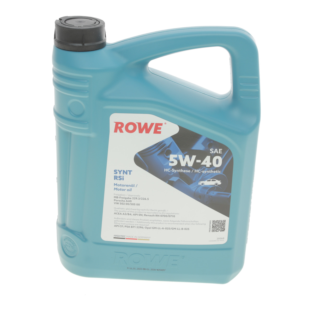 Олива 5W40 HIGHTEC SYNT RSi (4L) (MB 229.3/226.5/Porsche A40/VW 502 00/505 00/RN 0700/0710) ROWE