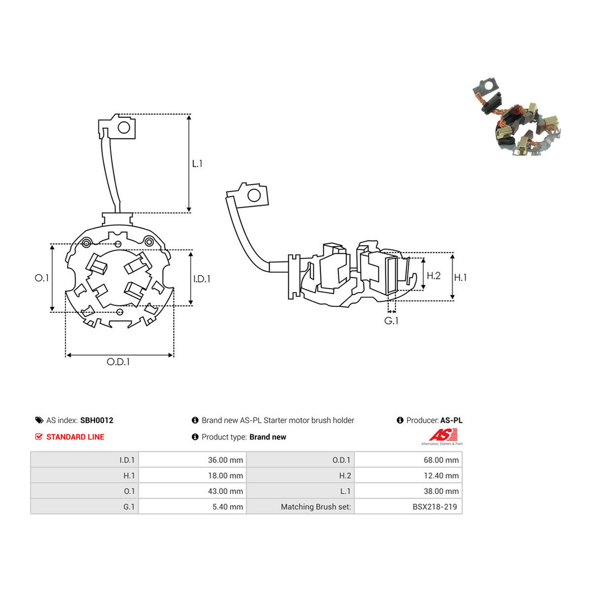 Щіткотримач стартера Audi 80/A2/A3 86-03 AS