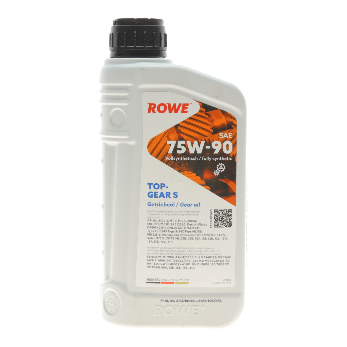Олива 75W90 HIGHTEC TOPGEAR S (1L) (API GL-4/GL-5/MT-1) (світло-коричневий) ROWE