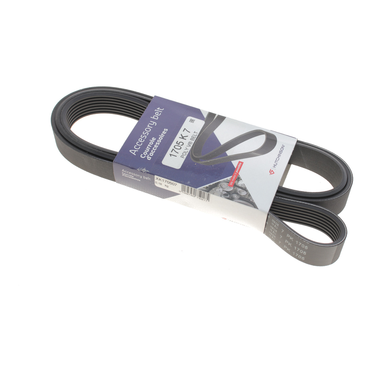 Ремінь генератора Renault Megane II 2.0 dCi 05-09 (7PK1705) Hutchinson