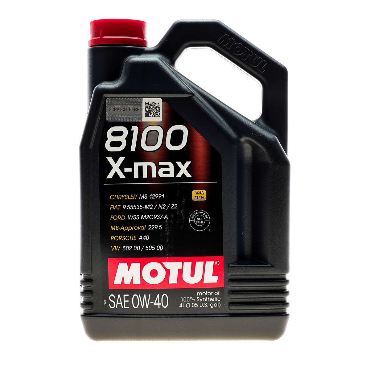 Олива 0W40 8100 X-max (4L) (MB 229.5/VW502.00/505.00/VOLVO VCC 95200356/LL-01) (104532) Motul