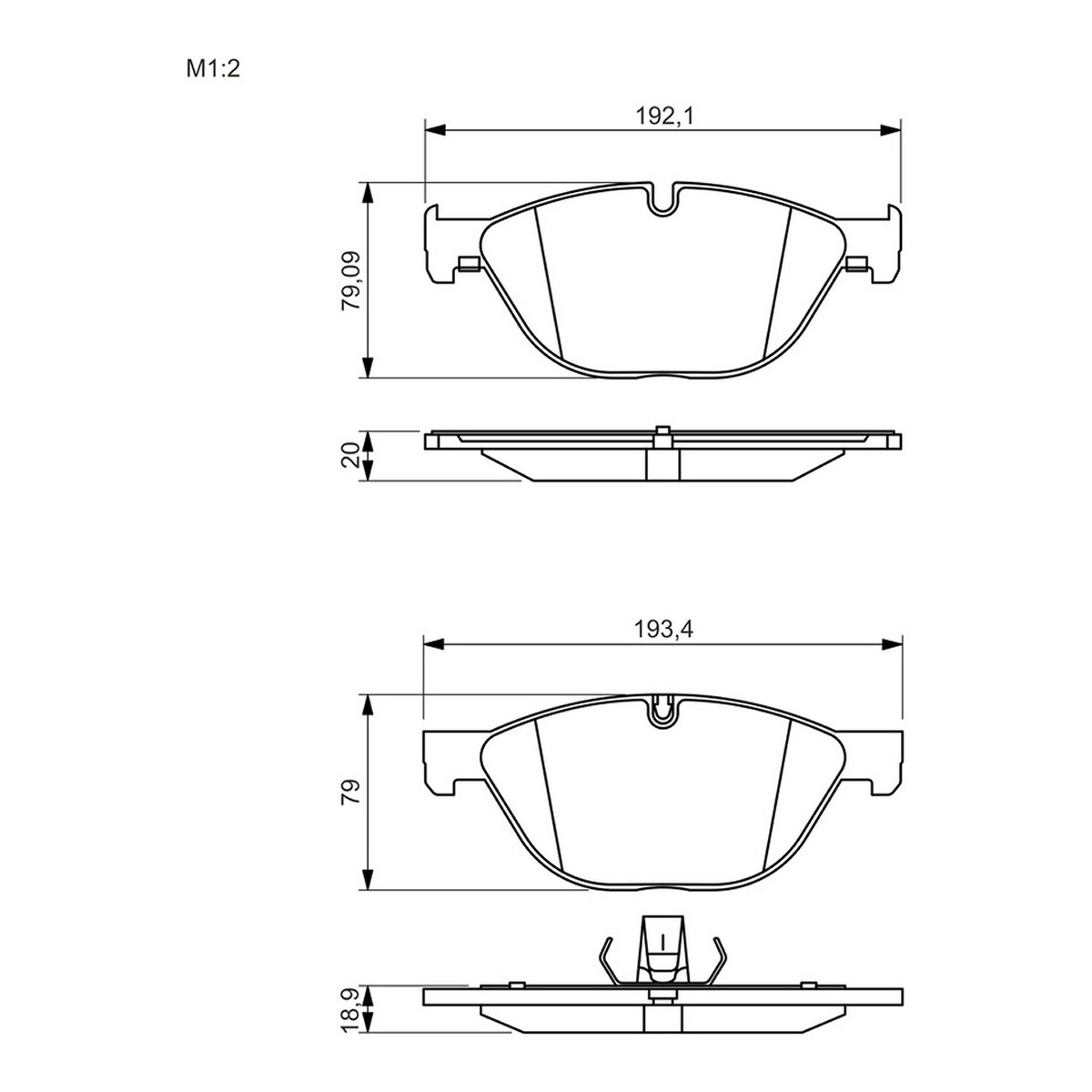Колодки гальмівні (передні) BMW 5 (F07/F10/F11) 09-17/6 (F06/F13) 11-18/7 (F01/F02/F03/F04) 08-15 N20/N47/N52/N53/N55/N57/N63 Bosch