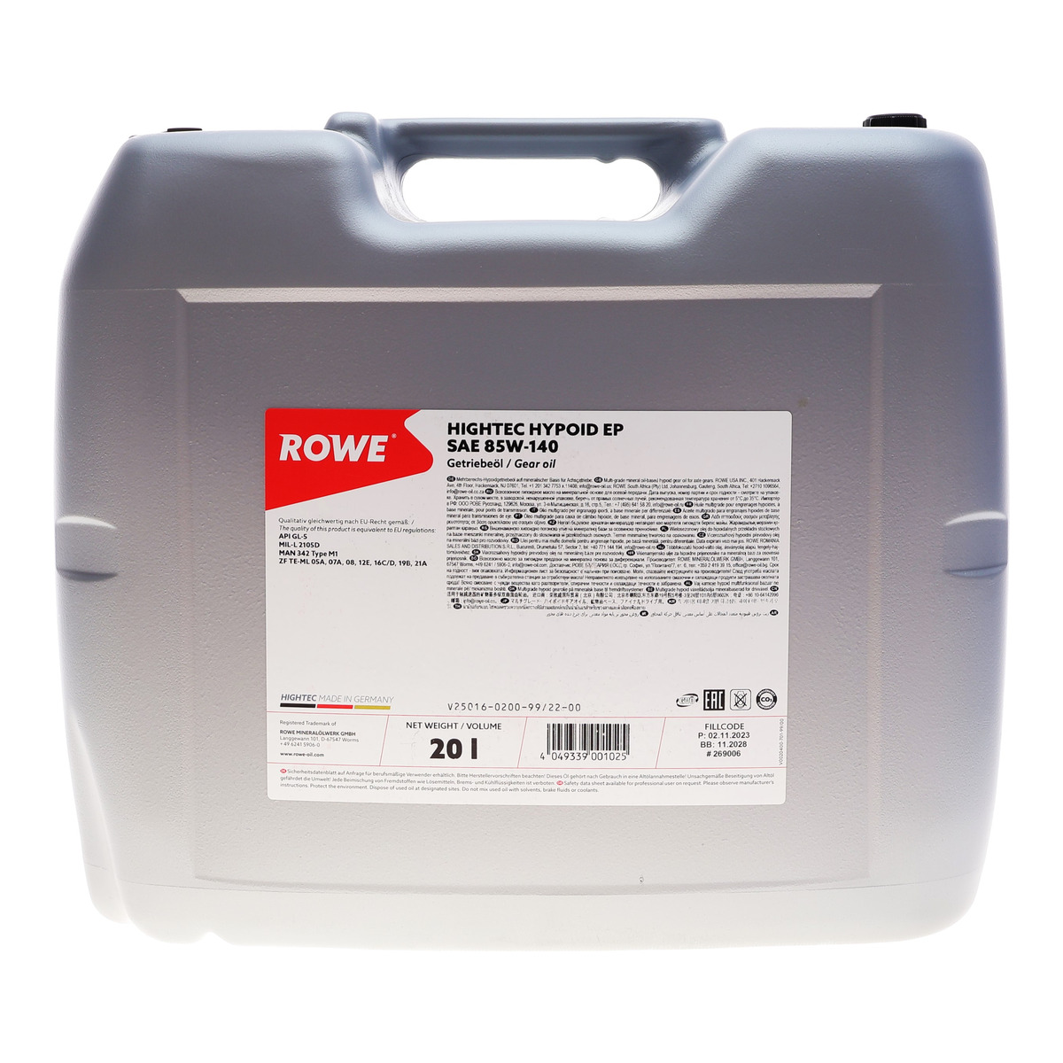 Олива 85W140 HIGHTEC HYPOID EP (20L) (GL-5) ROWE