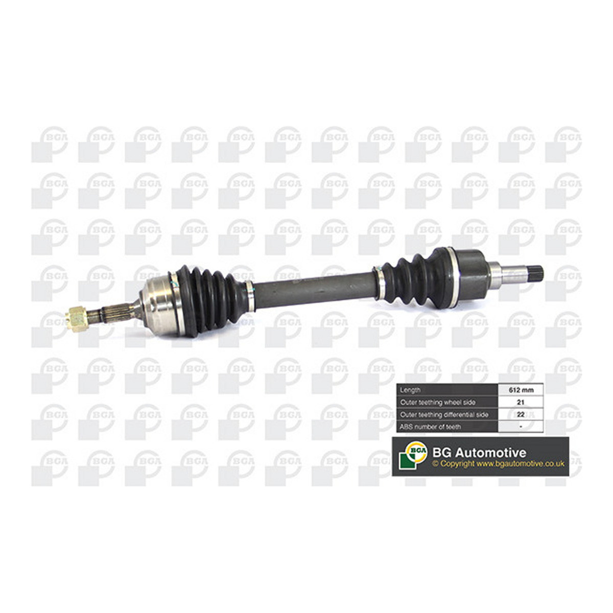 Піввісь Peugeot 206 1.1-1.6 98-09 (21/22) 612mm Л.