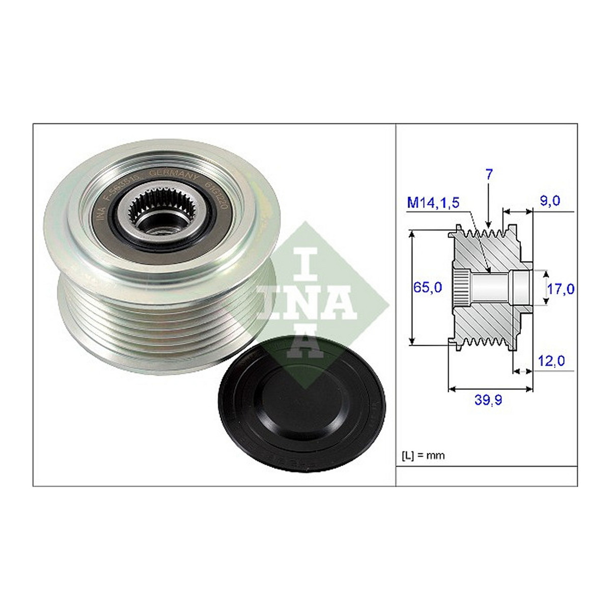 Муфта генератора HONDA CR-V, ACCORD 2.2D/07- INA (535 0229 10) Schaeffler INA