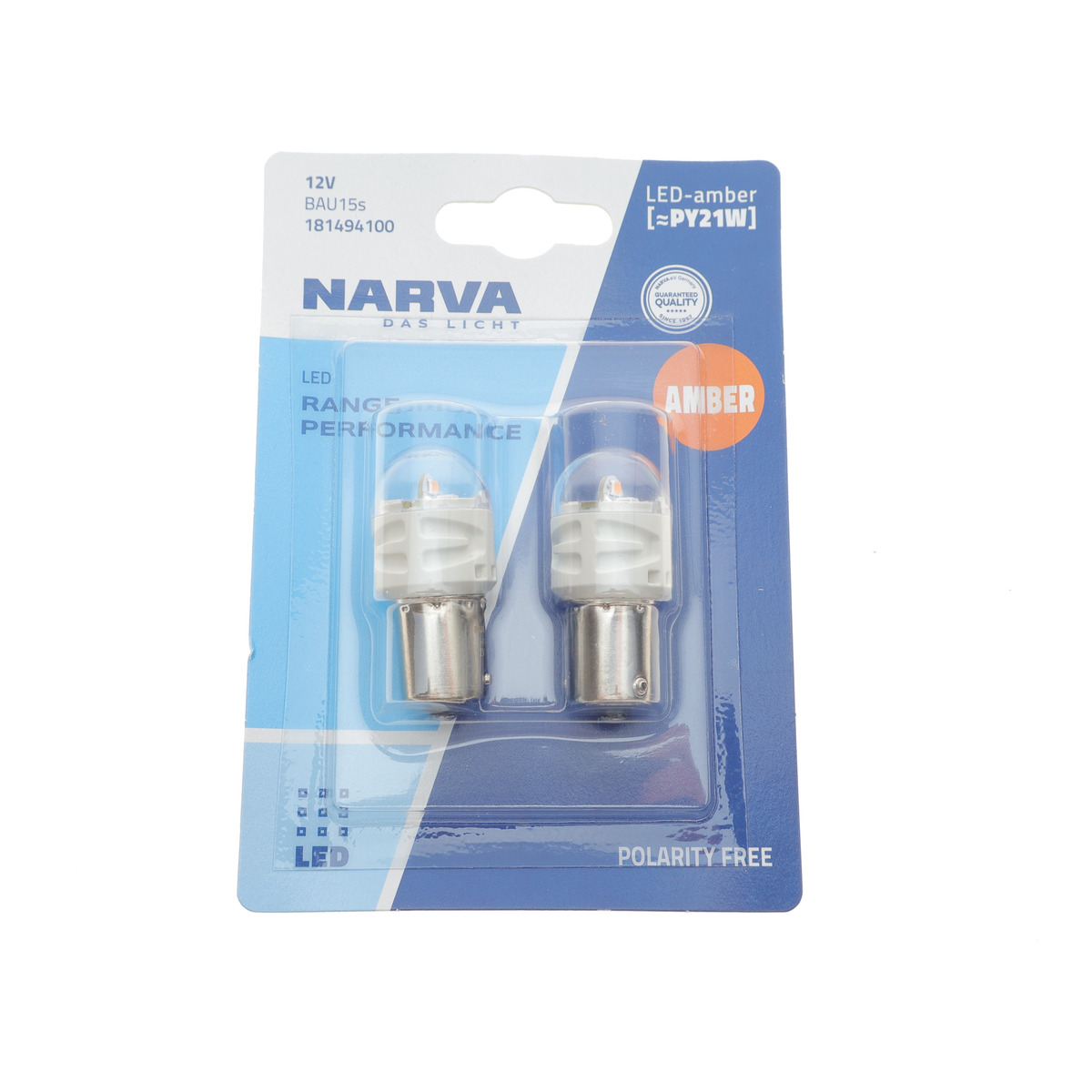 Автолампа PY21W 12V 2.15W BAU15s LED (жовта) (К-кт 2 шт.) Narva