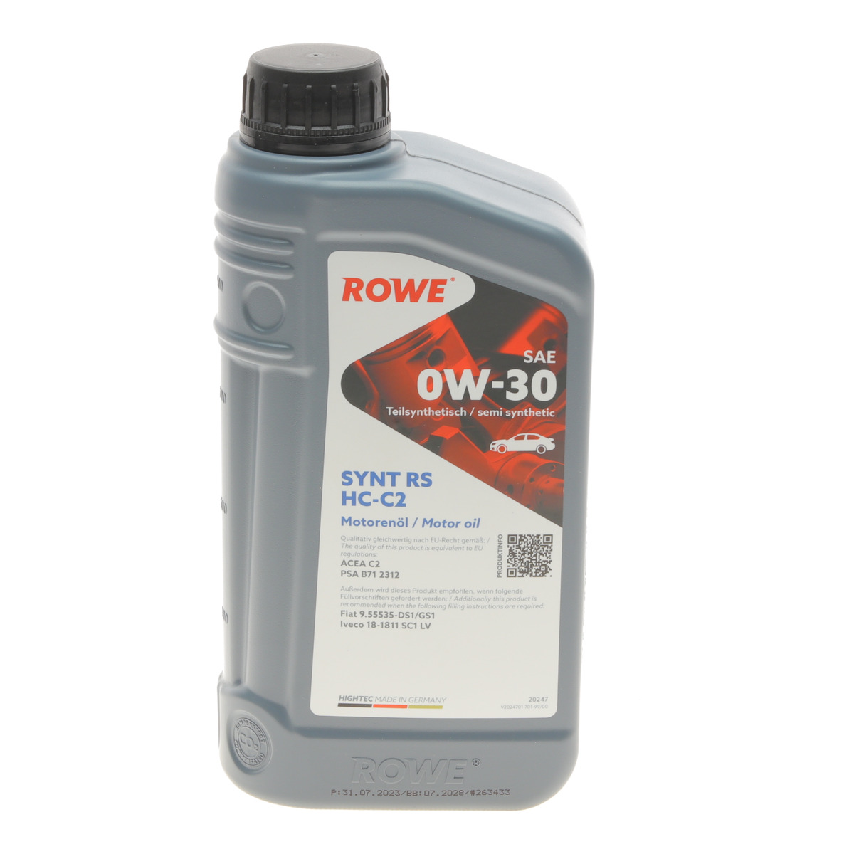Олива 0W30 HIGHTEC SYNT RS HC-C2 (1L) (9.55535-DS1/GS1/IVECO 18-1811 SC1 LV/PSA B71 2312) (ACEA C2) ROWE