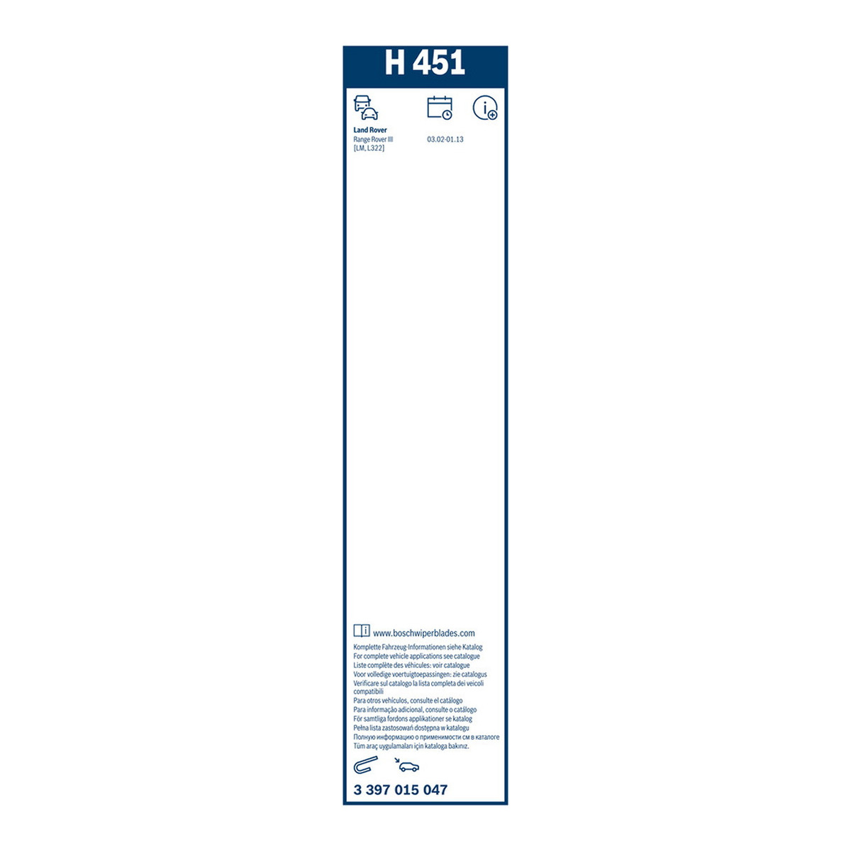 Щітка склоочисника (задня) (450mm) Land Rover Range Rover III 02-12 Bosch