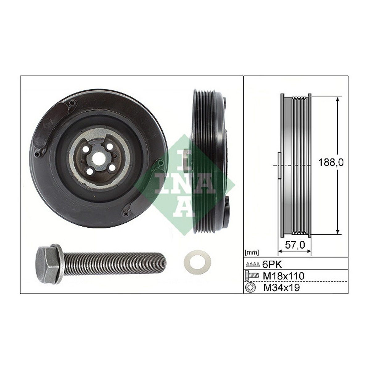 Шків колінвалу VW LT/T4/Crafter 2.5TDI 92-13 (з болтом) Schaeffler INA