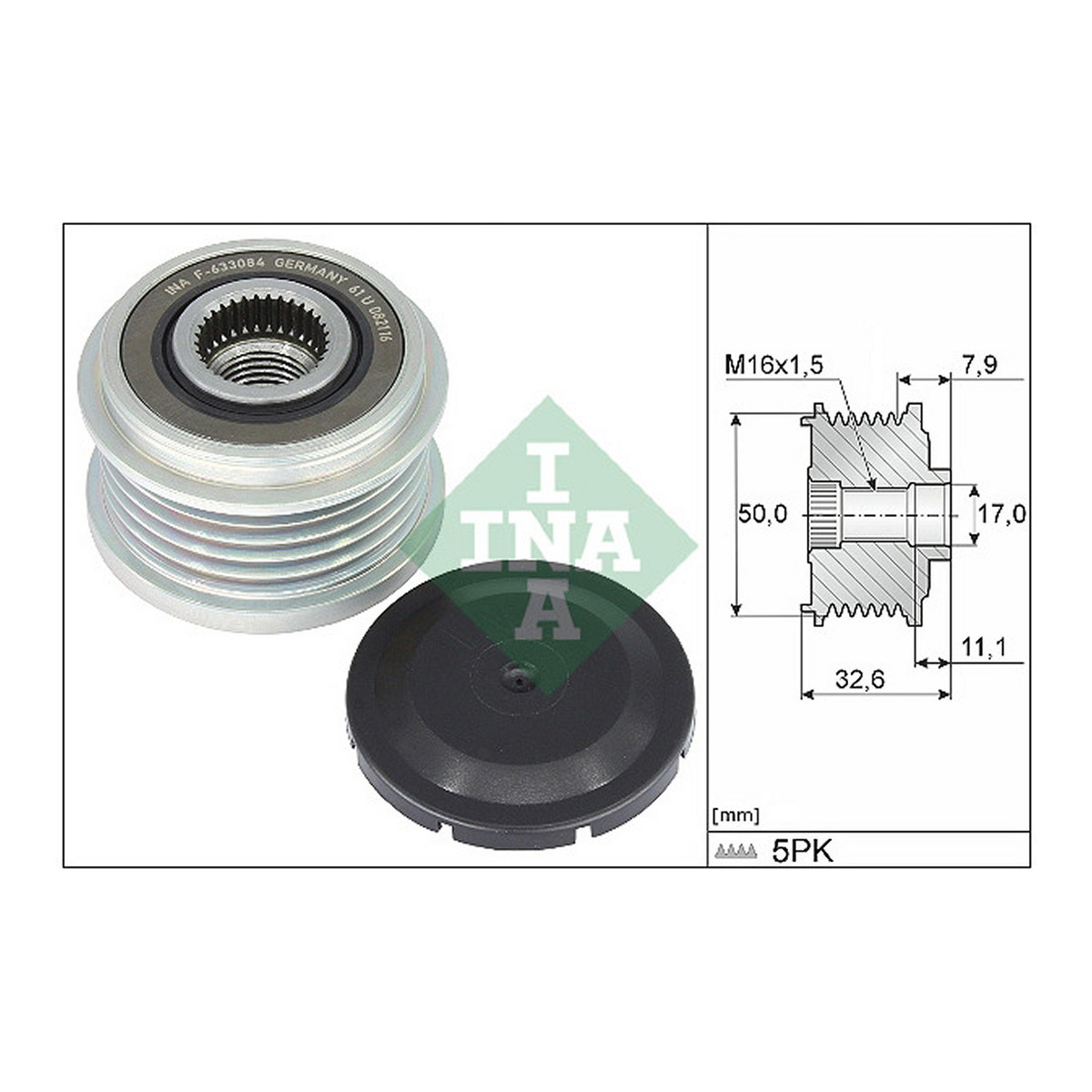 Шків генератора MB A-class (W177)/B-class (W247) 18-, M 282.914 Schaeffler INA фото 2