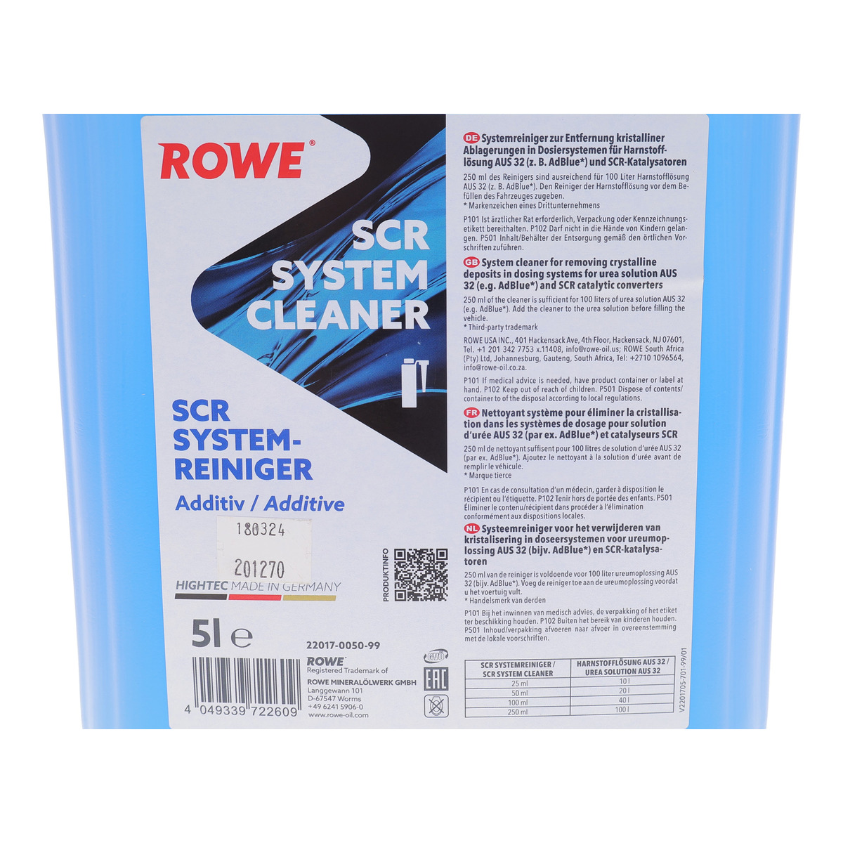 Очисник системи SCR (AdBlue) (5L) (1:400) ROWE фото 2