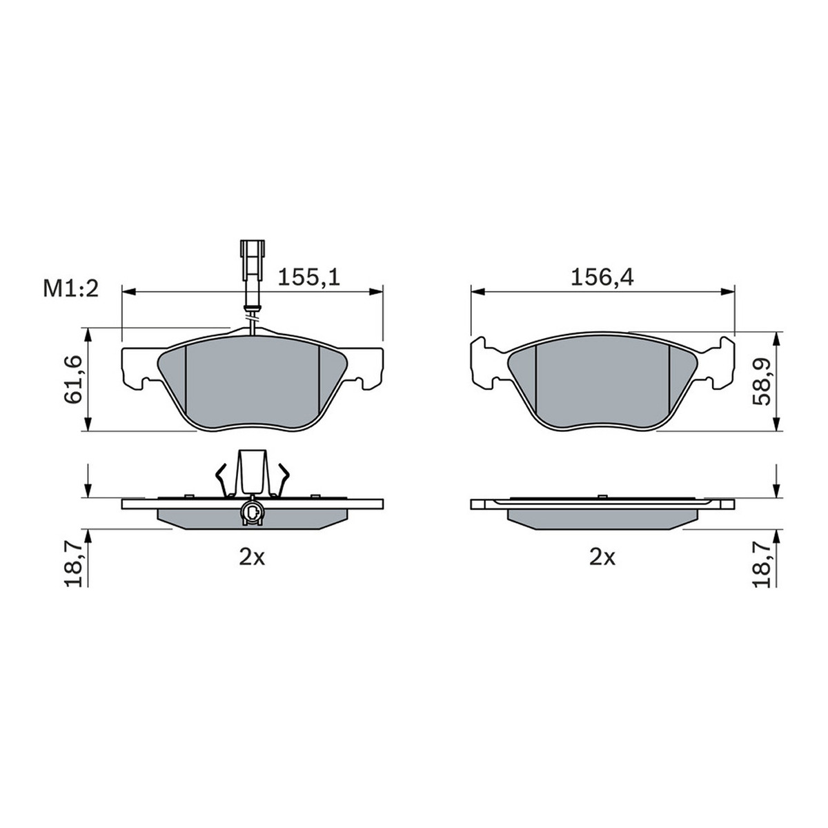 Колодки гальмівні (передні) Alfa Romeo 145/146/156/GT/GTV/Spider/Fiat Bravo 95-05 Bosch