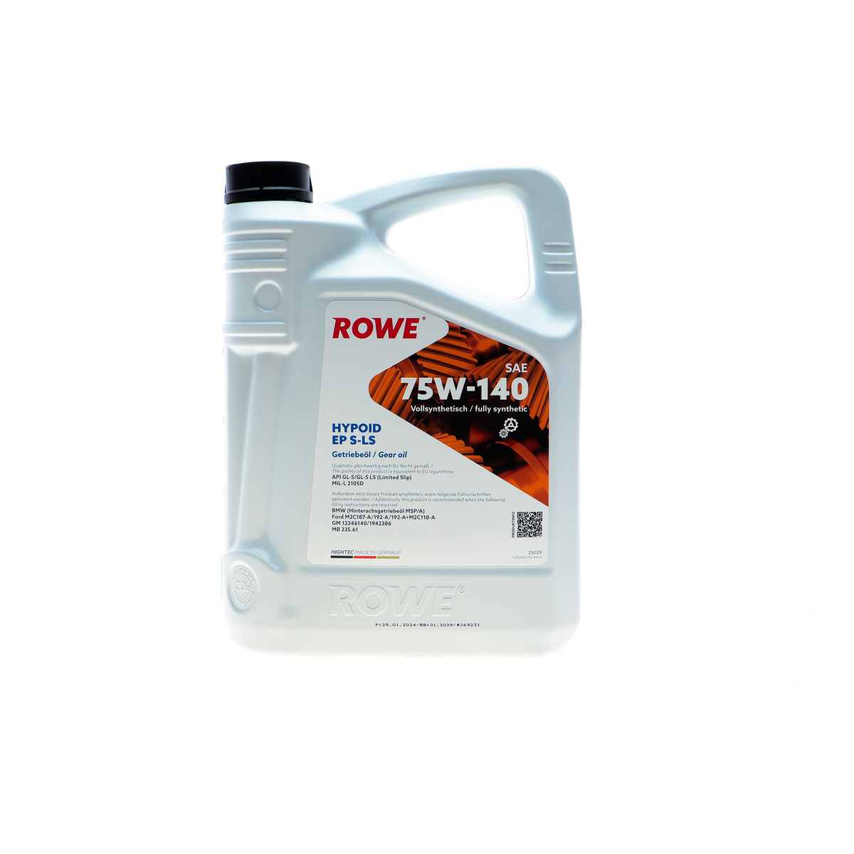Олива 75W140 HIGHTEC HYPOID EP S-LS (5L) (BMW MSP/A/Ford M2C187-A/192-A/192-A)MB235.61) (коричневый) ROWE