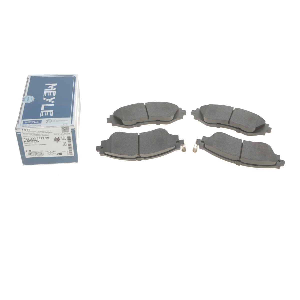 Колодки гальмівні (передні) Daewoo Lanos/ Nubira 1.6-2.2 97- (Akebono) Meyle