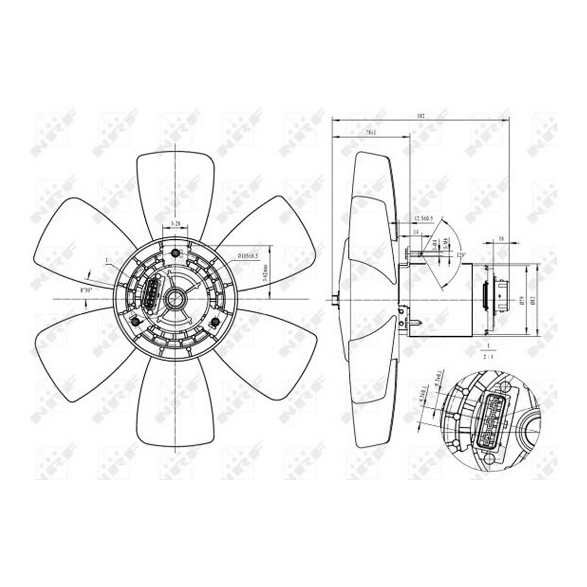 Вентилятор радіатора кондиціонера VW Caddy II/Golf II-III/Passat 1.0D-2.0 80-02 NRF фото 2