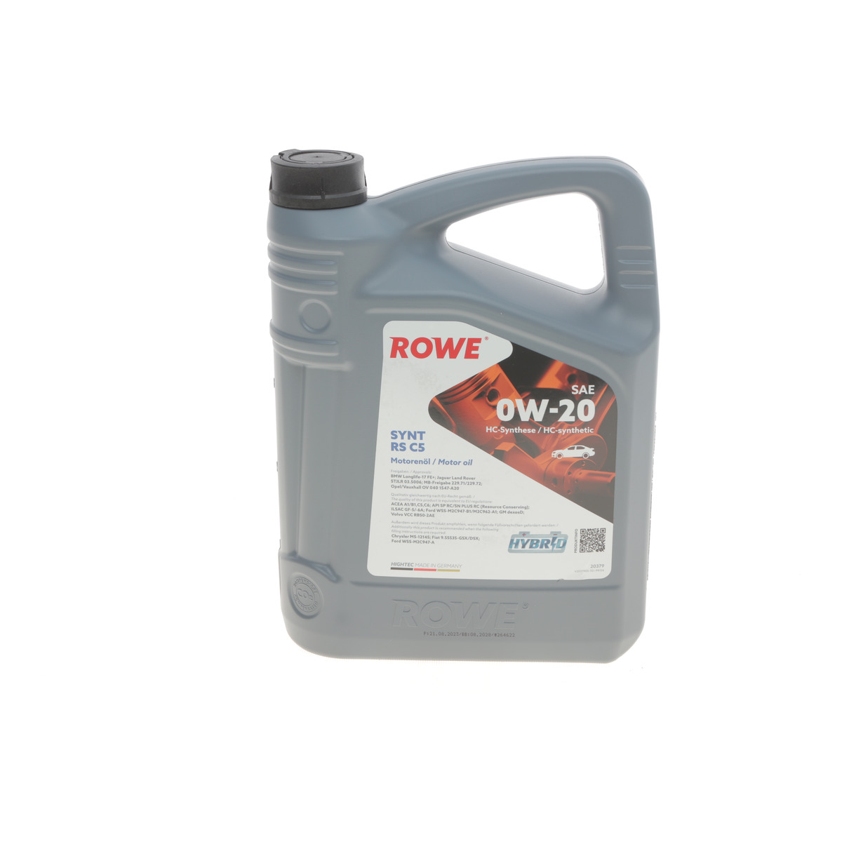 Олива 0W20 HIGHTEC SYNT RS C5 (4L) (MB 229.72/BMW LL-17 FE+/Ford WSS-M2C947-A/B1) ROWE
