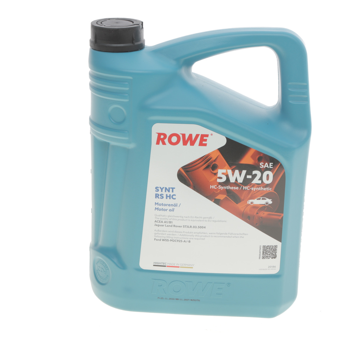 Олива 5W20 HIGHTEC SYNT RS HC (5L) (WSS-M2C925-A/-B/STJLR.03.5004) (ACEA A1/B1) ROWE