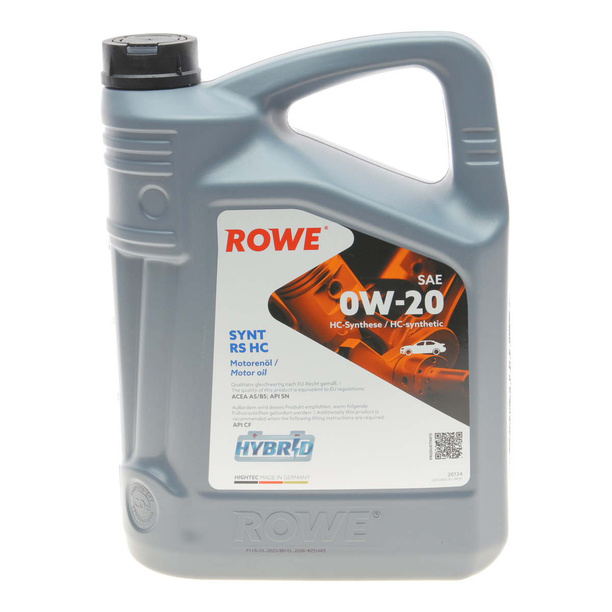 Олива 0W20 HIGHTEC SYNT RS HC (5L) (ACEA A5/B5) (API SN/API CF) ROWE