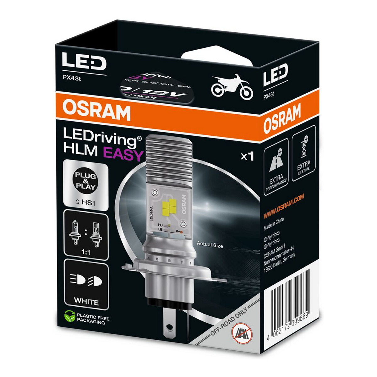 Автолампа світлодіодна HS1 LED 12V 5/5W 6000K PX43T / LEDRIVING® HLM EASY / COOL WHITE - OSRAM (64185DWESY-1HB) osram фото 3