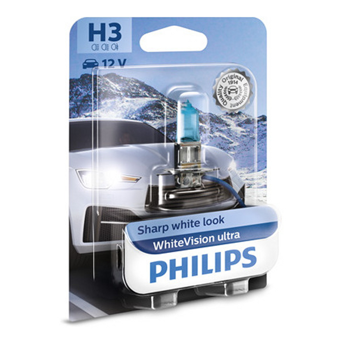 Автолампа галогенова 55W H3 12V 55W 3900K PK22S / WHITEVISION ULTRA - НА 60% ЗБІЛЬШЕНО ПОТ PHILIPS (12336WVUB1) Philips фото 3