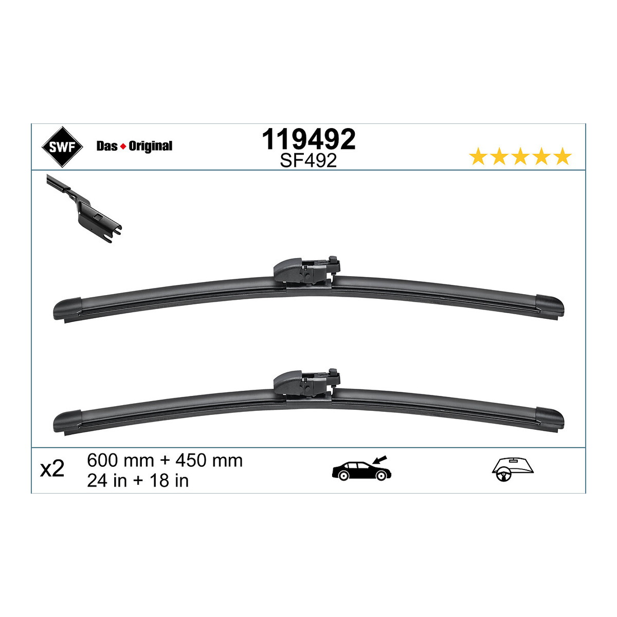 Щітка склоочисника К-Т БАСКАРКАСНИЙ VISIOFLEX / 600/450 MM / LHD / MAZDA 6, MAZDA CX SWF (119492) SWF фото 9