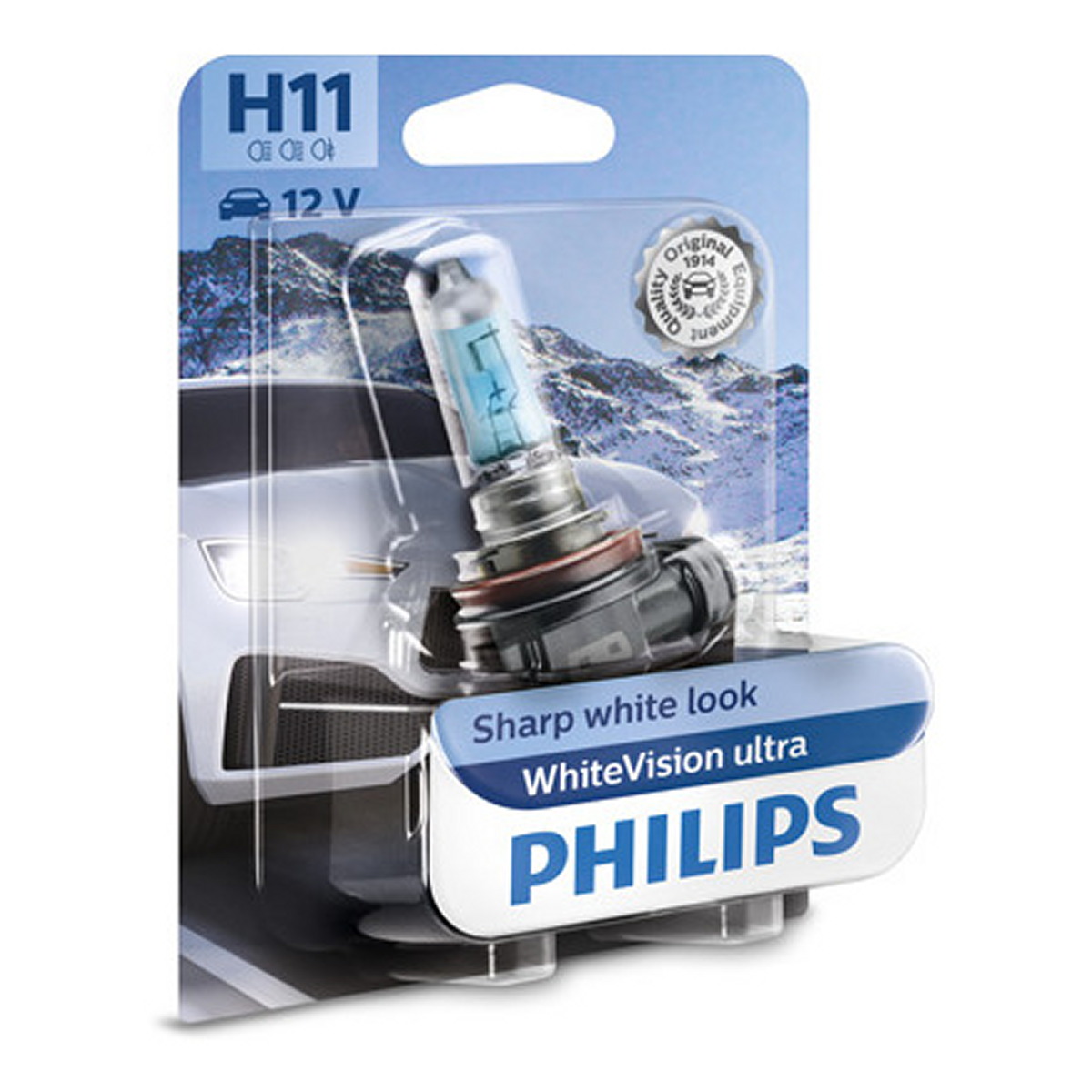 Автолампа галогенова 55W H11 12V 55W 4000K PGJ19-2 / WHITEVISION ULTRA - НА 60% ЗБІЛЬШЕНО PHILIPS (12362WVUB1) Philips фото 3