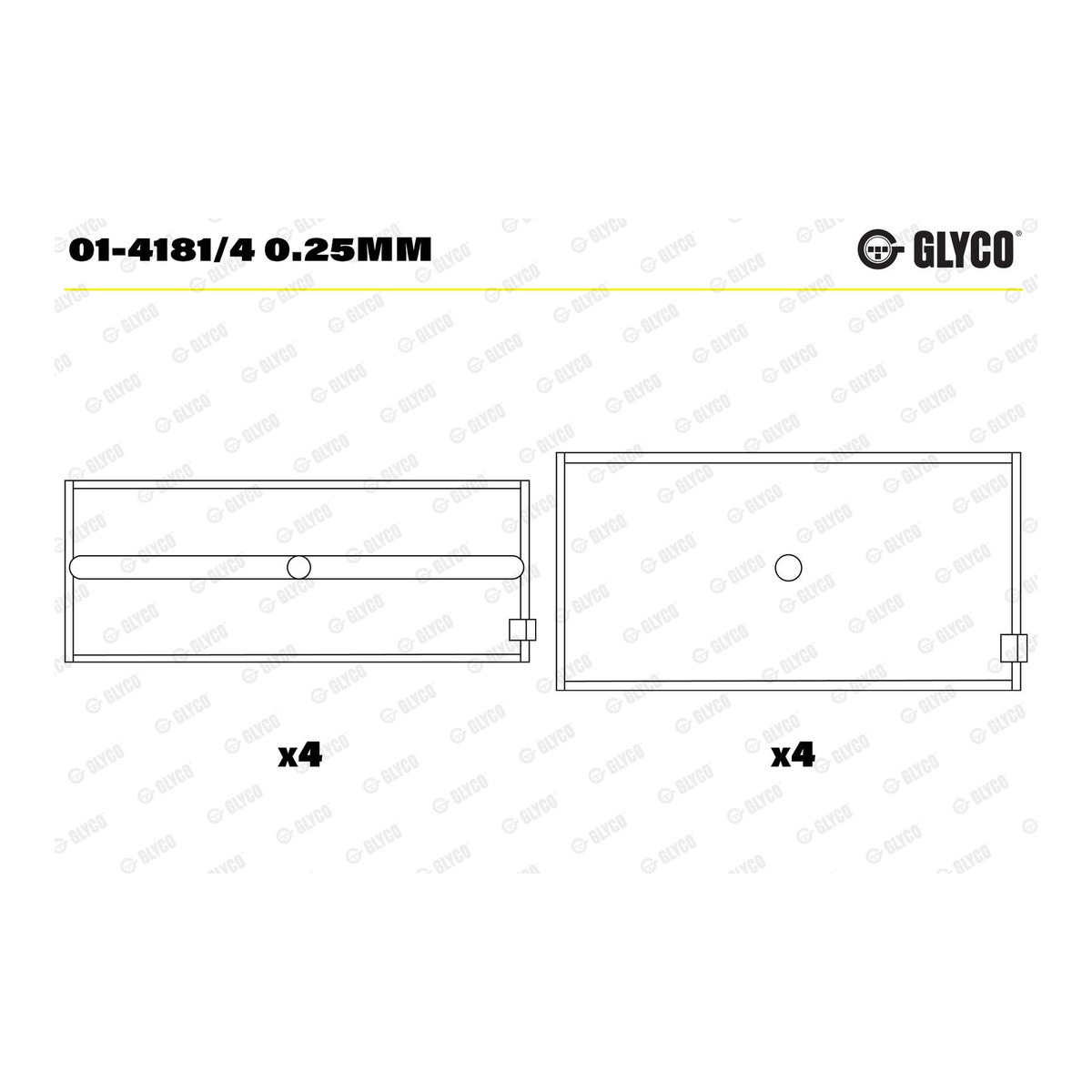 Вкладиші PSA/FIAT CRD90/CRD93/M22/M25 GLYCO (01-4181/4 0.25MM) Glyco фото 3