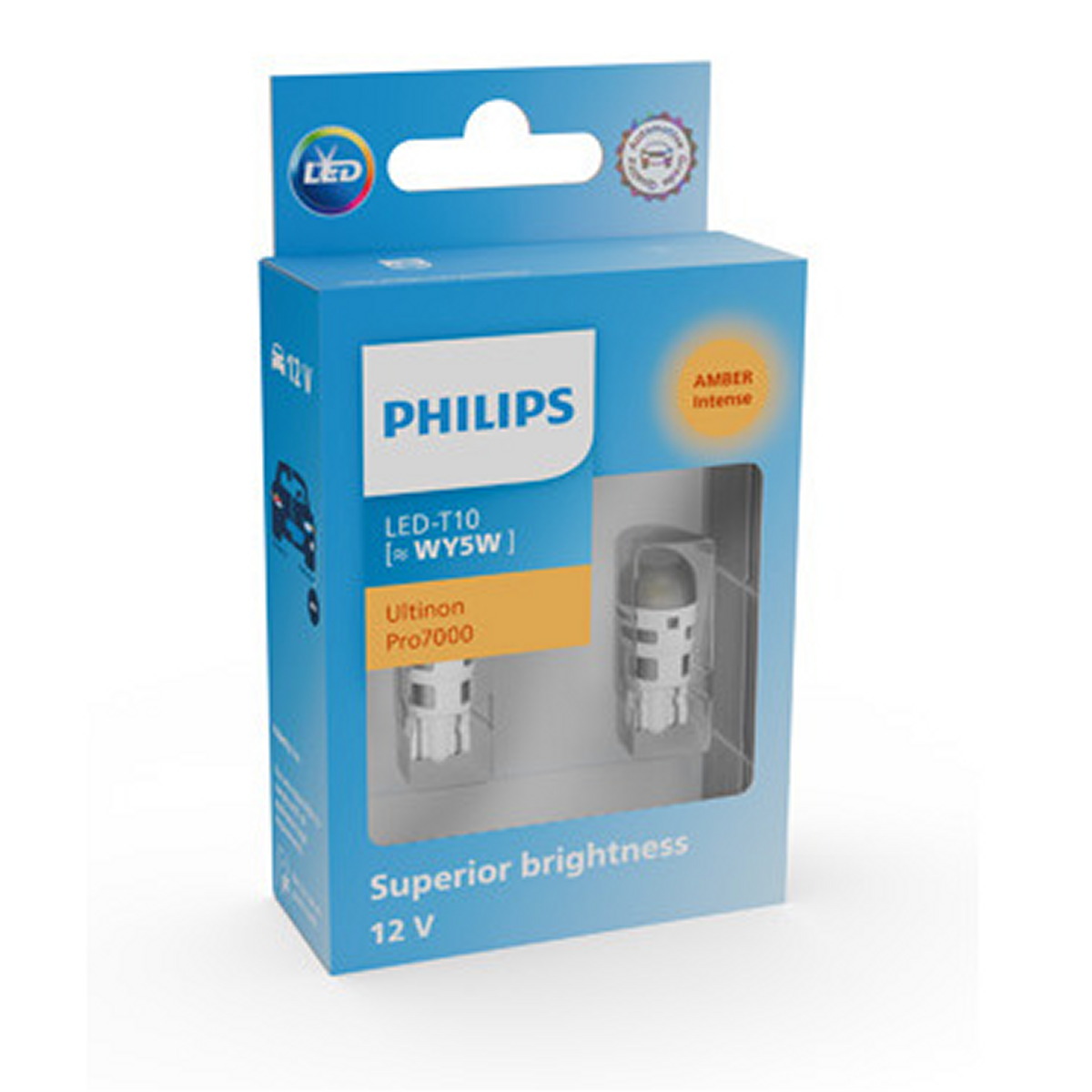 Комплект світлодіодних автоламп WY5W LED 12V 0.5W W2,1X9,5D / LED-AMBER ULTINON PRO7000 / ЯНТАРНИ PHILIPS (12202AU70X2) Philips фото 7