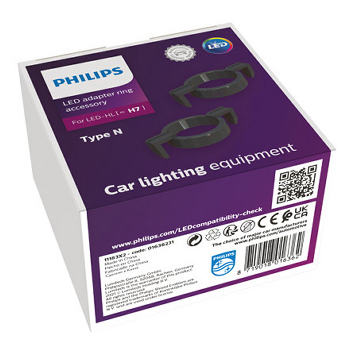 Кільце адаптер для лампи LED H7 PRO9100 (U91), PRO5100 PHILIPS (11183X2) Philips фото 3