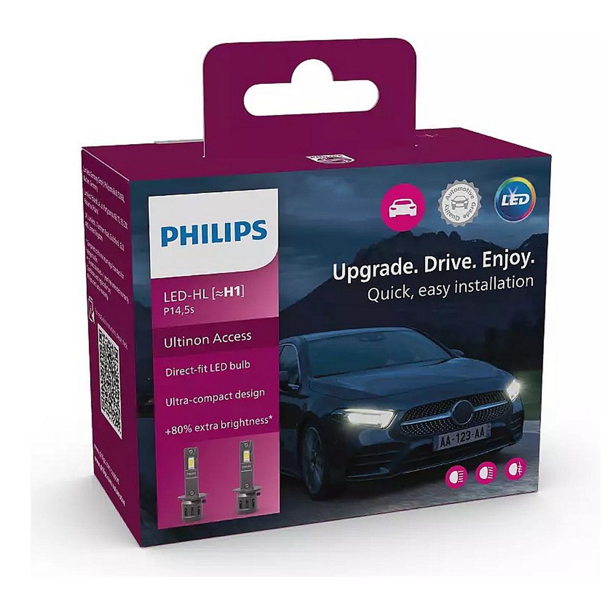 Комплект світлодіодних автоламп H1 LED 12V 13W 6000K P14,5S / ULTINON ACCESS 2500 / ХОЛОДНЕ БІЛЕ PHILIPS (11258U2500CX) Philips фото 3