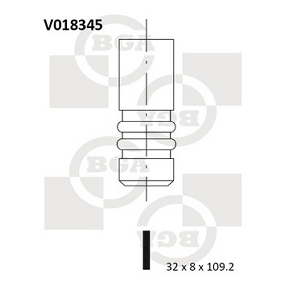 Клапан двигуна EX FORD RFA/RFB/RFL 32X8X109.2 BGA (V018345) BGA фото 3