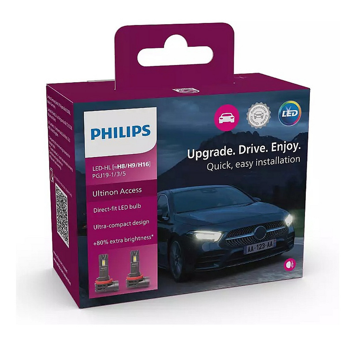 Комплект світлодіодних автоламп H8/H9/H16 LED 12V 20W 6000K PGJ19-1/3/5 / ULTINON ACCESS 2500 / Х PHILIPS (11366U2500CX) Philips фото 7