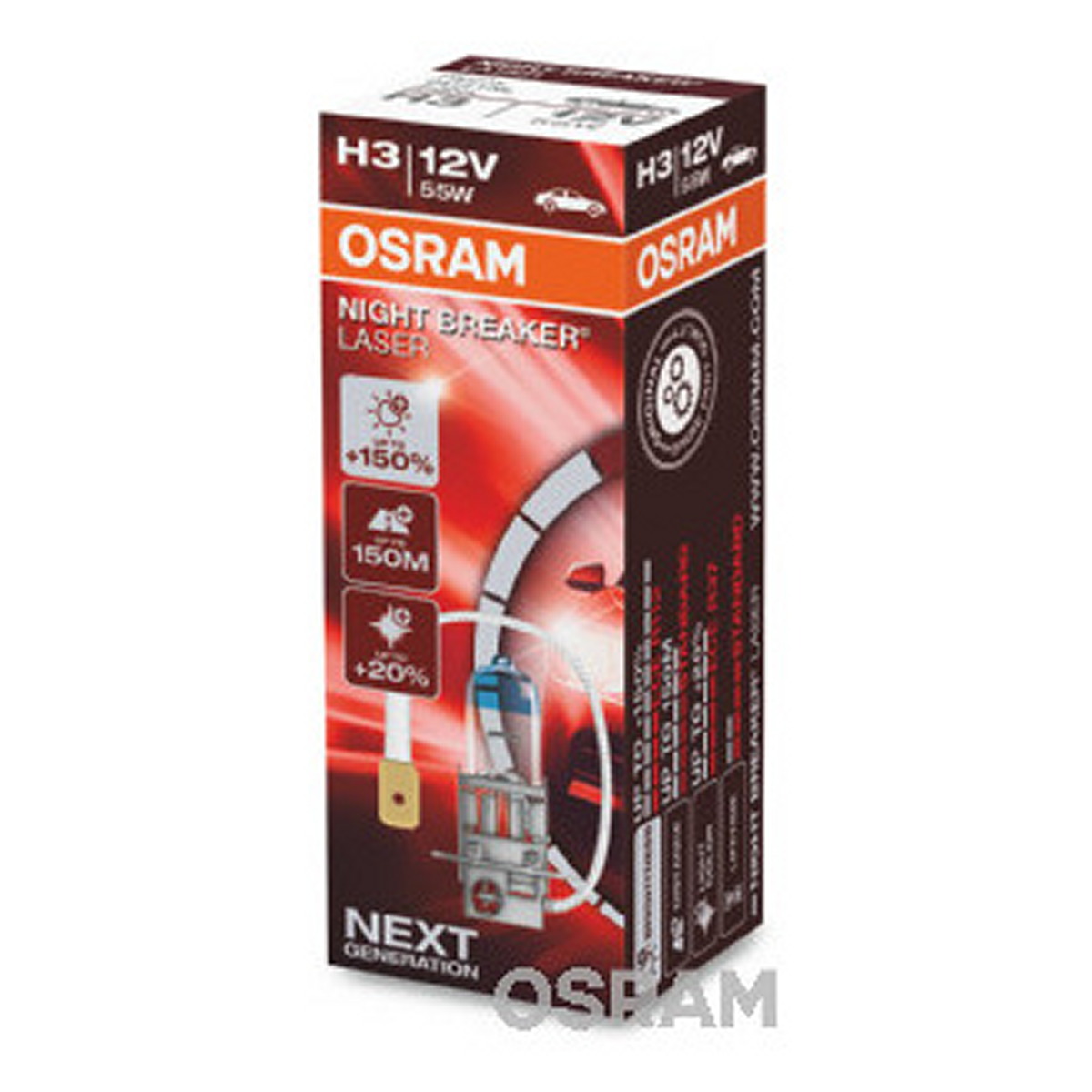 Автолампа галогенова 55W H3 12V 55W PK22S / NIGHT BREAKER® LASER - НА 150% БІЛЬШЕ СВІТЛА Н OSRAM (64151NL) osram фото 8
