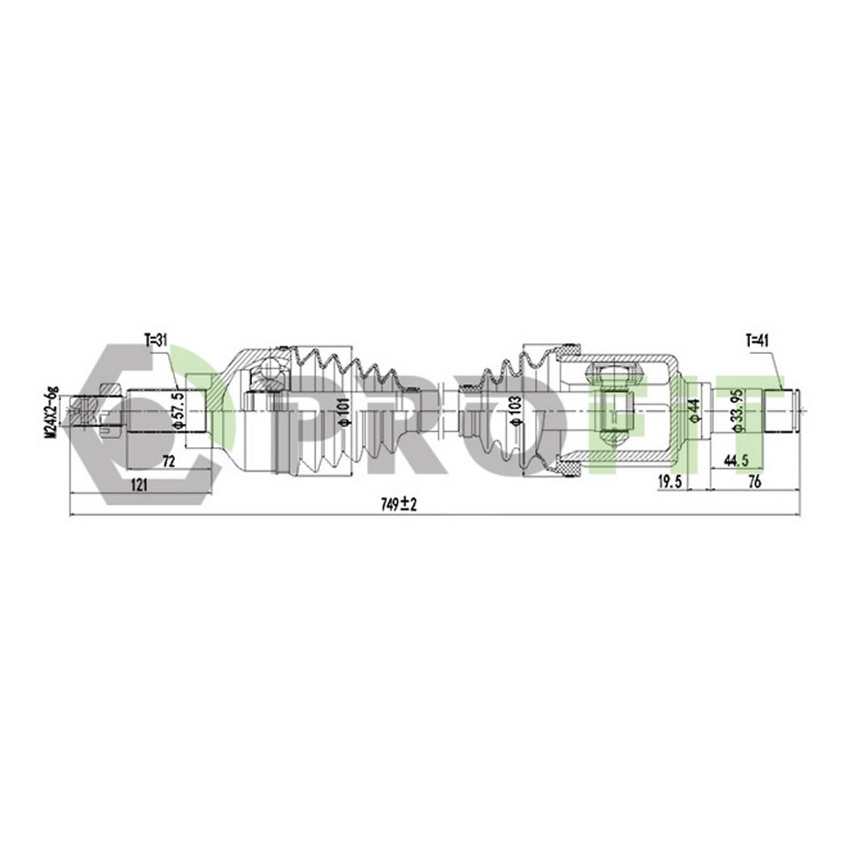 Піввісь FORD TRANSIT 14-. FORD TOURNEO CUSTOM 14- PROFIT (2730-3107) Profit фото 3