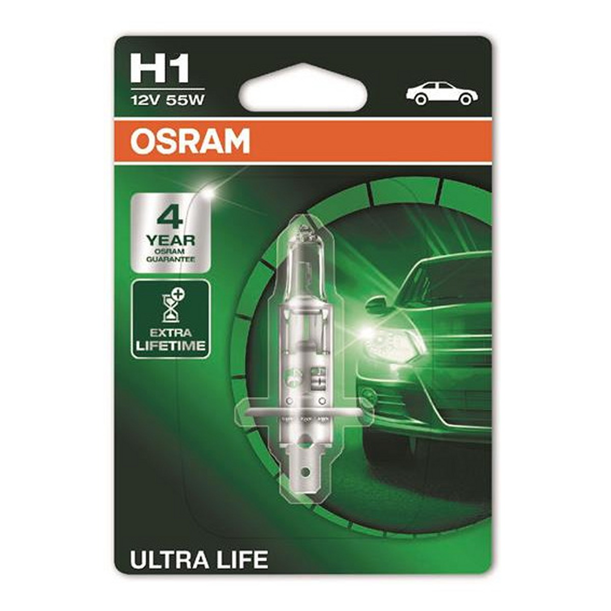Автолампа галогенова 55W H1 12V 55W P14,5S / ULTRA LIFE - В 4 РАЗИ ЗБІЛЬШЕНО СТРОК СЛУЖБИ OSRAM (64150ULT-01B) osram фото 3