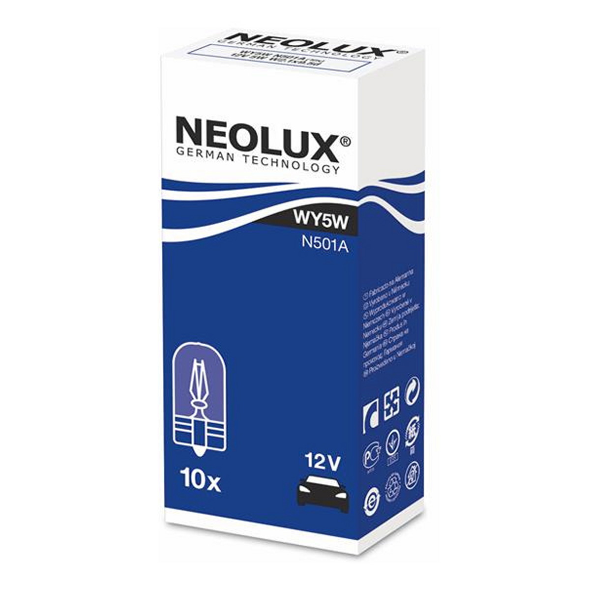 Автолампа 5W WY5W 12V W2,1X9,5D/ПОМАРАНЧЕВИЙ/КРАТН. X10 NEOLUX (N501A) Neolux фото 3