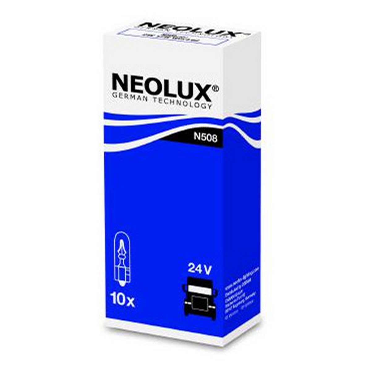 Автолампа 1.2W W1,2W 24V W2X4,6D/КРАТН. X10 NEOLUX (N508) Neolux фото 6