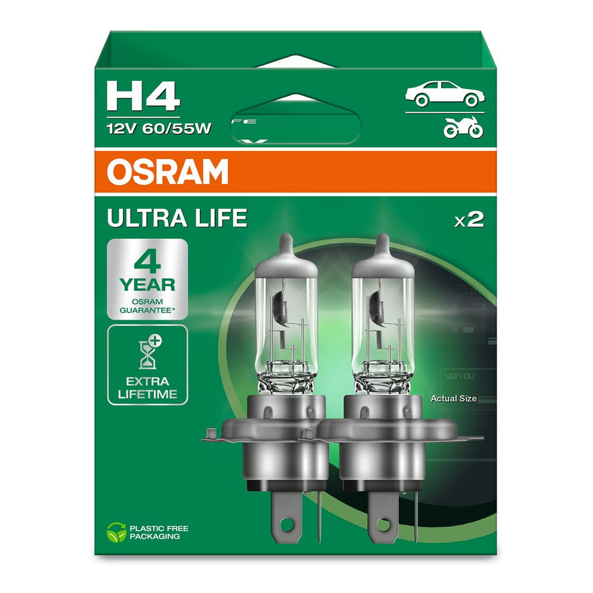 Автолампа галогенова 60/55W H4 12V 60/55W P43T / ULTRA LIFE - В 4 РАЗИ ЗБІЛЬШЕНО СТРОК СЛУЖБИ OSRAM (64193ULT-2HB) osram фото 8