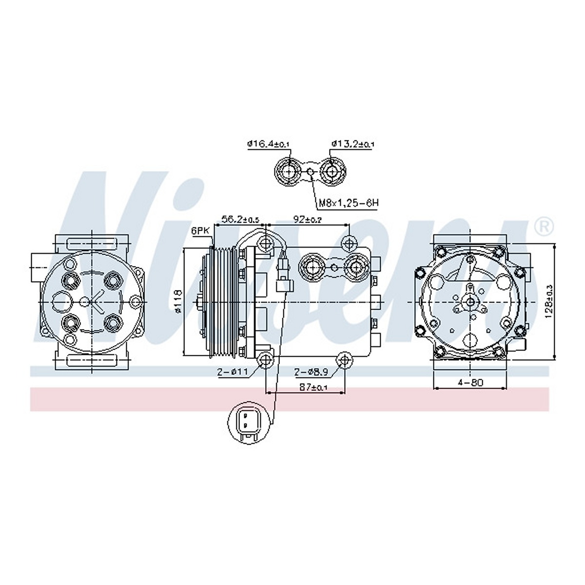 Компресор кондиціонера FORD FIESTA VI (08-) 1.4 TDCI (+) NISSENS (89551) Nissens фото 3