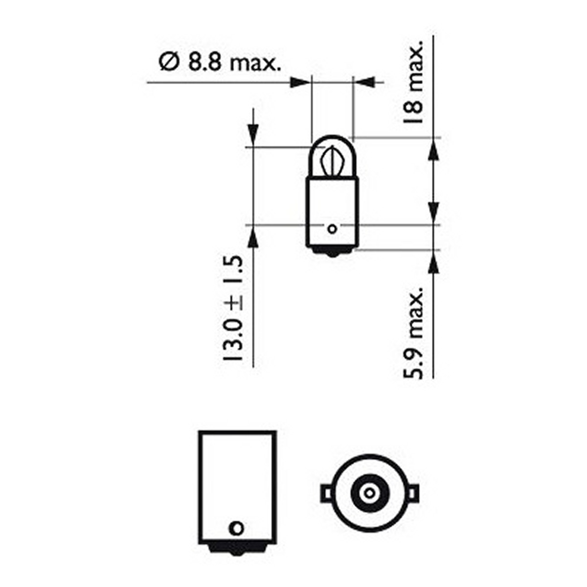 Автолампа 2W T2W 12V BA9S 2W/STANDARD/КРАТН. X10 PHILIPS (12913CP) Philips фото 3