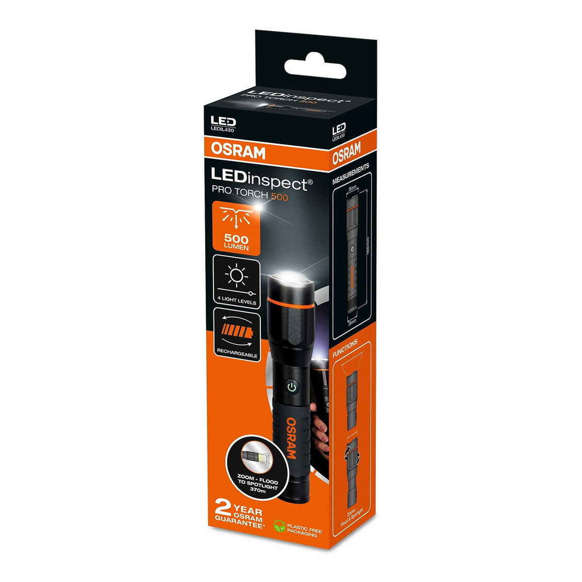 Ліхтар акумуляторний LEDINSPECT® PRO TORCH 500 / LED 3.7V 6W 6000К 500 LM / МАШТАБУВАН OSRAM (LEDIL430) osram фото 3