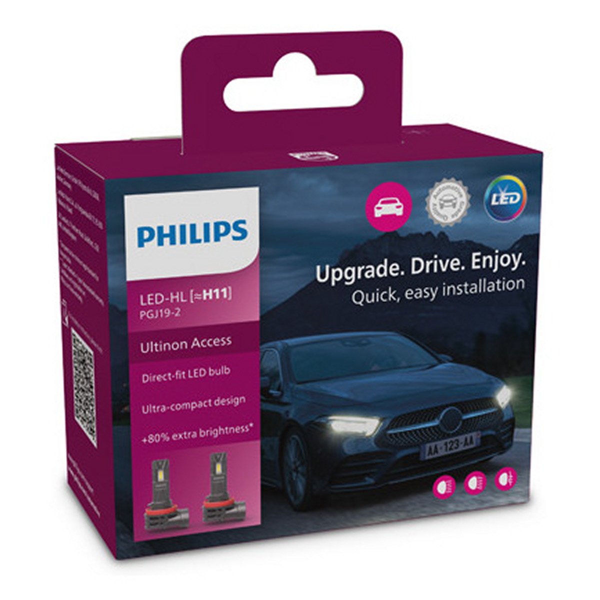 Комплект світлодіодних автоламп H11 LED 12V 20W 6000K PGJ19-2 / ULTINON ACCESS 2500 / ХОЛОДНЕ БІЛ PHILIPS (11362U2500CX) Philips фото 3